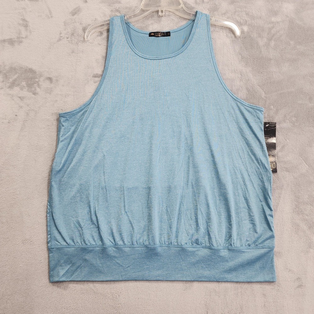 NEW Studio By Energy Zone Tank Top Womens 1X Blue Adriatic Twist Back Racerback‎